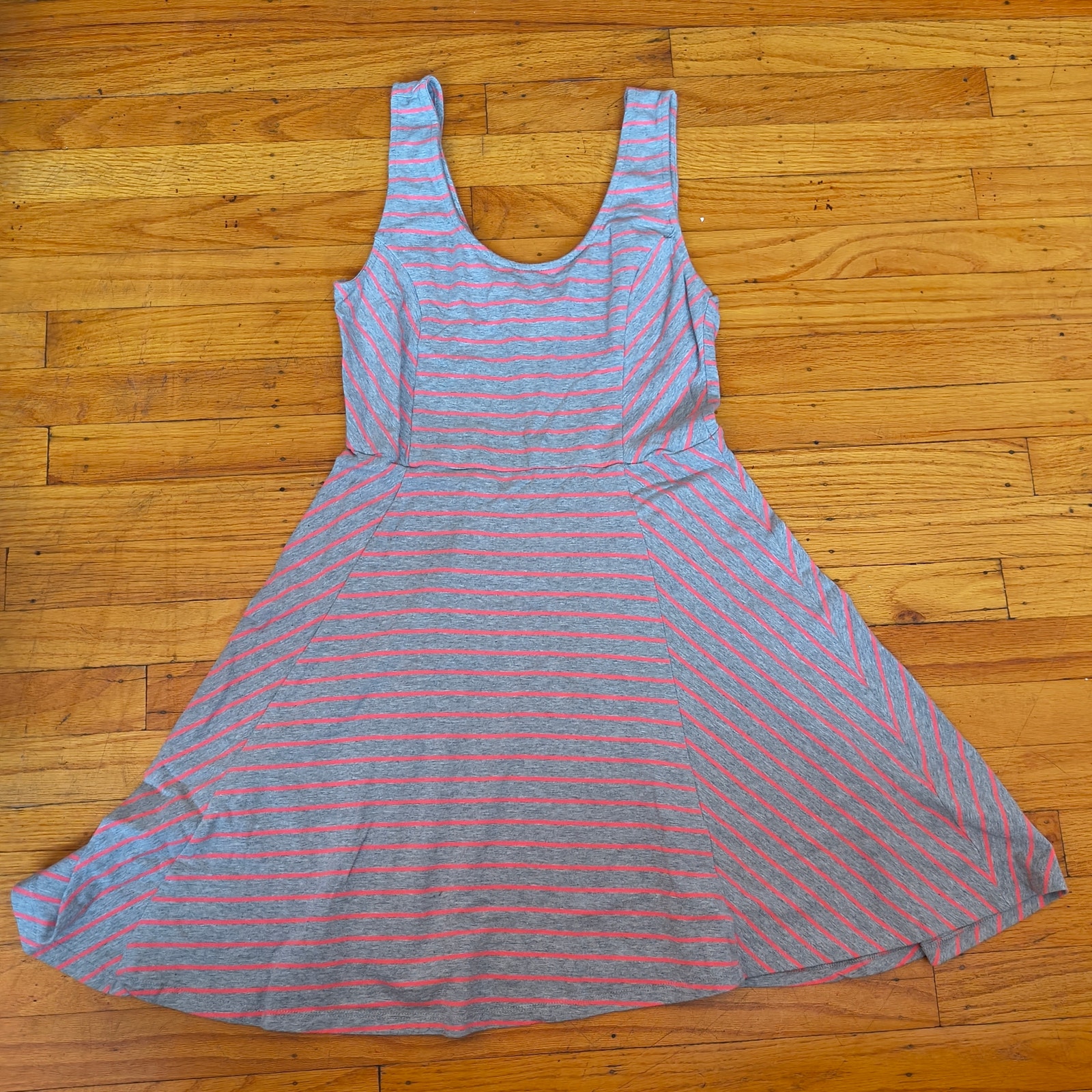 Mossimo Supply Co Girls M A-Line Pink And Gray Striped Sleeveless Casual Dress